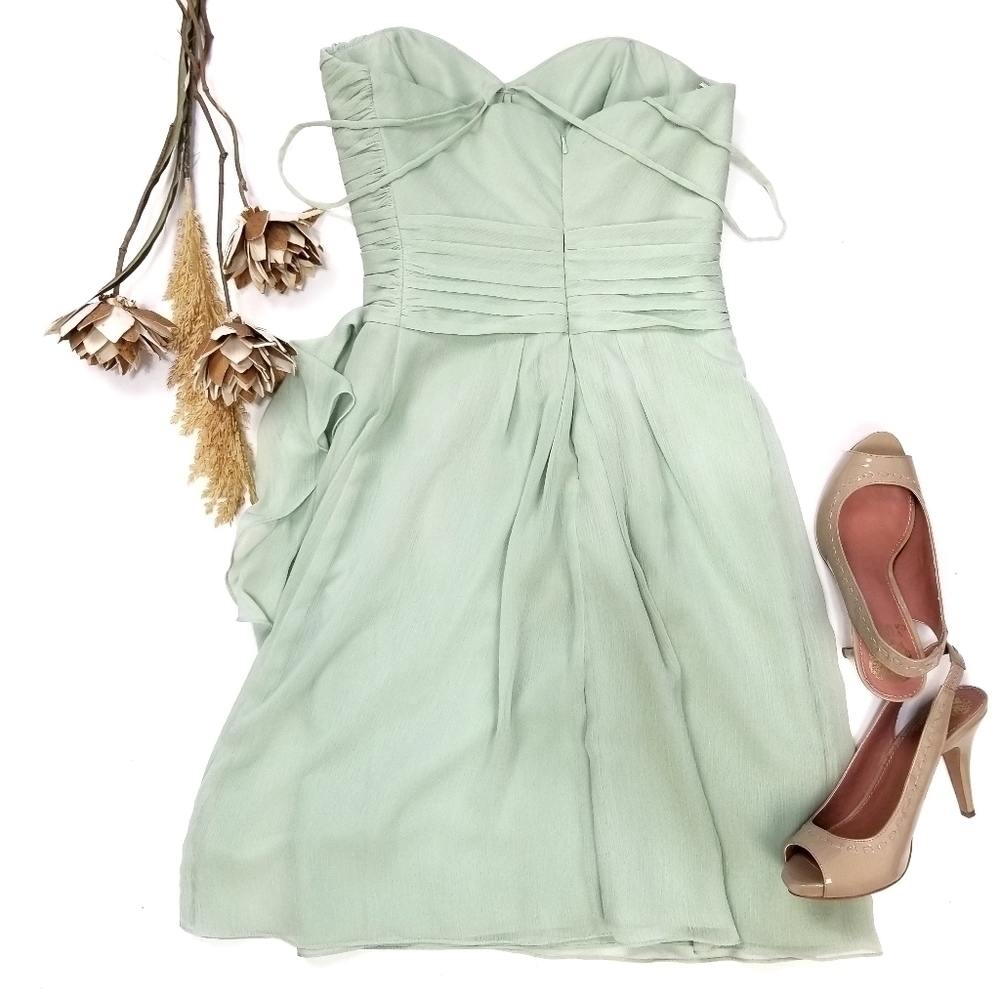David's Bridal Crinkle Chiffon w/ Cascade Dress 2 - Picture 5 of 8